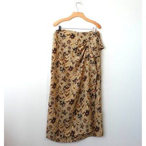 Tropical Skirt Large Midi Wrap Floral Pleated Ruffle Hawaiian Prairie Boho‎ USA